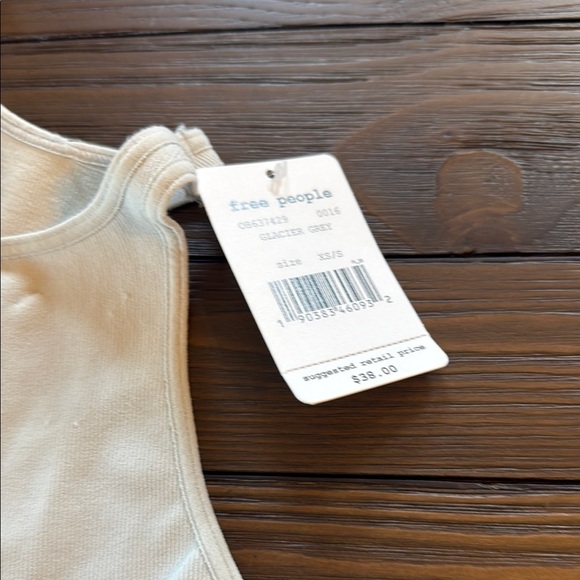 Free People Ribbed Racer Back Stretchy Tank Glacier Grey XS Small New - Picture 4 of 5